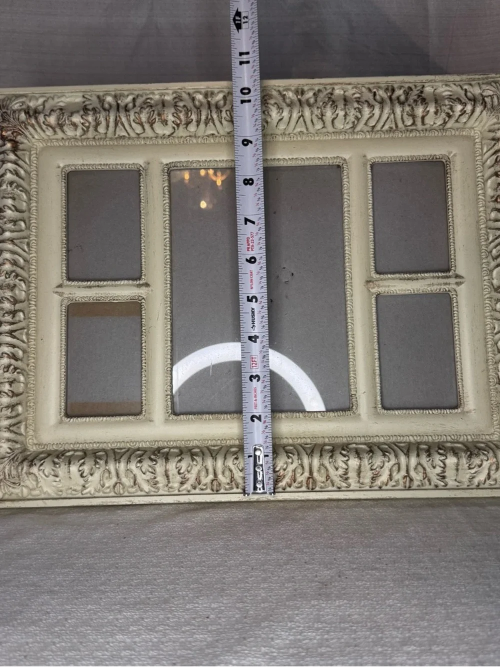 Vintage Ornate Collage Frame 4x6 Center 2x3 Sides Cream